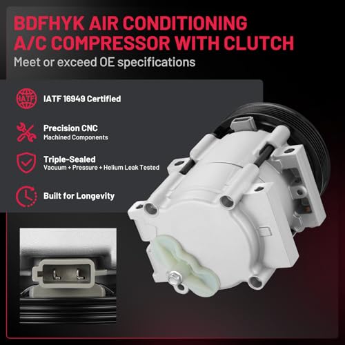 BDFHYK 58169 Air Conditioning AC Compressor with Clutch Compatible with Ford Ranger L4 2.3L 2001-2011, Compatible with Mazda B2300 L4 2.3L 2001-2005, B2300 2007-2009, B4000 V6 4.0L 2006-2009