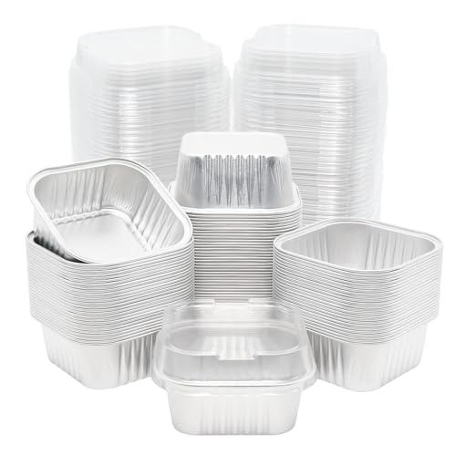 Wuyituart 100 Pack 5oz Aluminum Pans with Lids, Silver