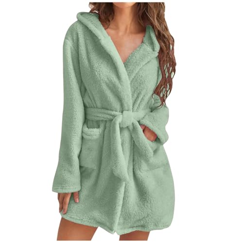 Mujer Invierno Hogar Ocio Monocolor Albornoz Doble Bolsillo Tirantes Camisón Seda Pijama Mujer, Verde claro., S