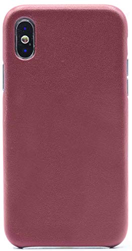 Genuine Cowhide Burgundy Leather Cell Phone Case For Iphone X & Xs #TOP4