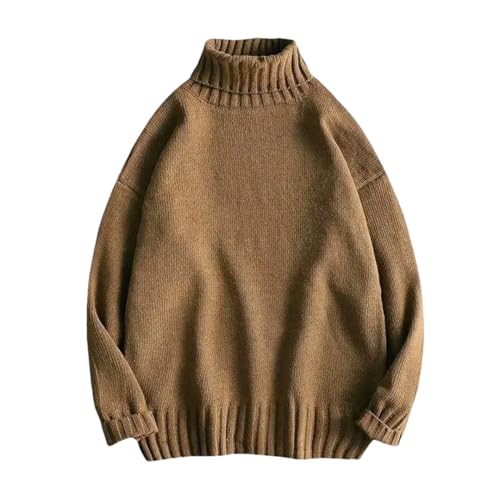 Men Turtle Neck Sweater Versatile Slims Smooths Silhouette Sleeve Thickened Knit Sweater