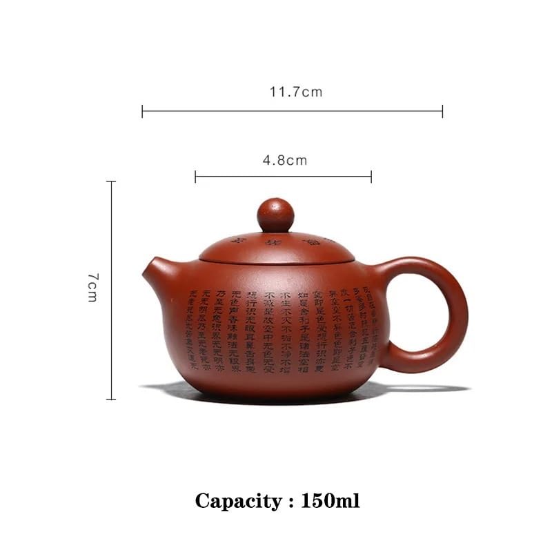 Teekanne, Reise-Teesets, Keramik-Teekanne 150 ml, handgefertigt, mit buddhistischen Schriften verziert, lila Teekanne, kleines Fassungsvermögen, traditioneller chinesischer Kessel für Puer-Oolong-Te