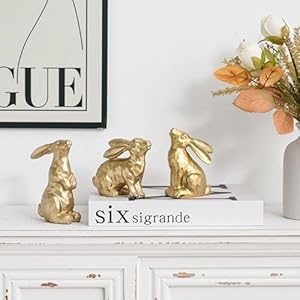 Resin Gold Bunny Decor Rabbit Figurines, Small Easter Bunny Figurine Set of 3, Easter Rabbit Statues for Spring Tabletop Decor Resin Gold Bunny Decor Rabbit Figurines Small Easter Bunny Figurine Set of 3 Easter Rabbit Statues for Spring Tabletop Decor