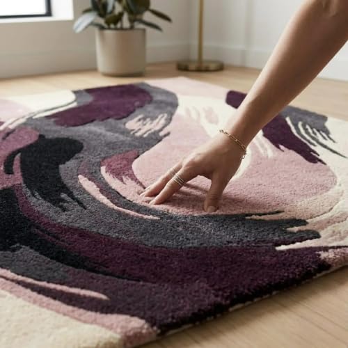 Image of Hand Tufted Premium Wool Abstract Artistic Brushstroke Design Carpet for Living Room, Bedroom, Office & Home Decor Size 12x18 Feet