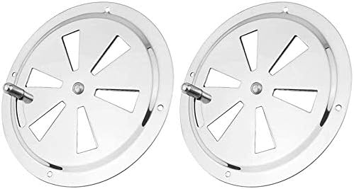 Surmeny Marine 2 Pack of 4 inch Cabin Ventilation Plate Vent Butterfly Air Vent Gill Plate with Side Knob 316 Stainless Steel for Marine Boats Accessories - Round