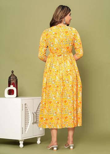 Image of JAIPURFAME Stylish Women's Pure Cotton All Over Printed Kurti Gown, Maternity Dress, and Feeding Dress - Comfortable and Elegant Maternity Wear for Women