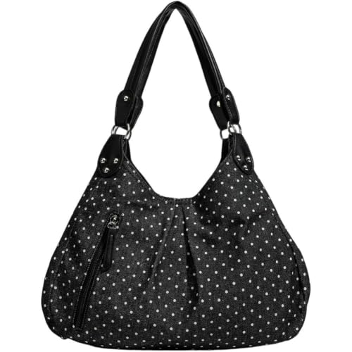 Stakee Bandoulière À Pois Noirs, Cabas Souple, Hobo Grande Capacité, Messager Tendance pour Femme