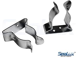 SeaLux Pair Stainless Steel Boat Hook Spring Clamp Holder Bracket Clip