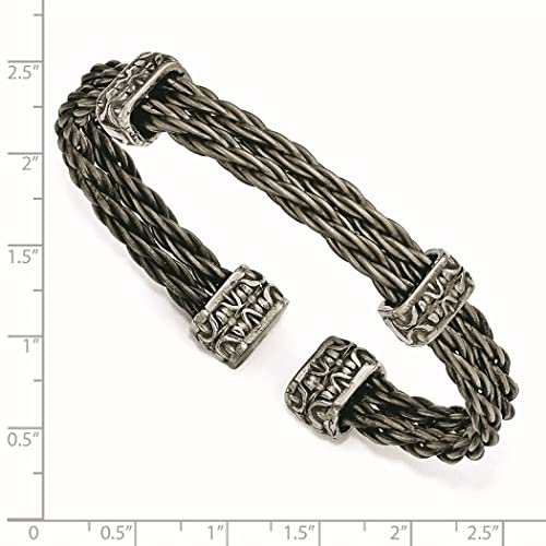 Edward Mirell Titanium Wire Brushed Cable With Cast Titanium Accent Cuff Bracelet Jewelry Gifts For Women #TOP1
