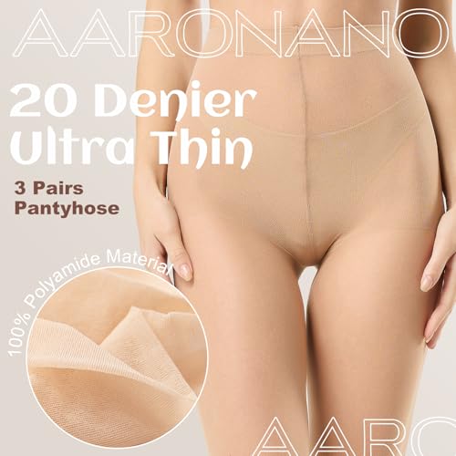 3 Pairs pantyhose for women，20 Denier High Waist sheer tights2