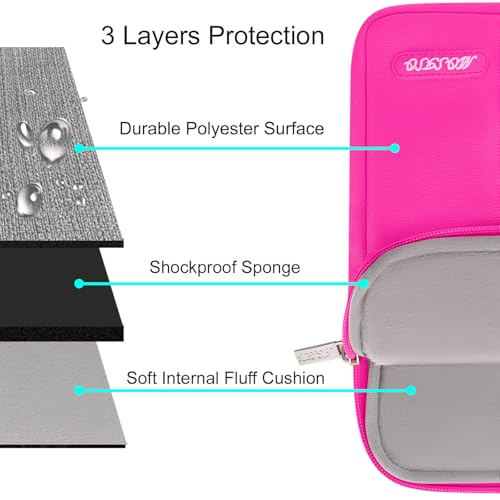 Image of MOSISO Laptop Case 15 inch, 15 inch Laptop Sleeve Compatible with MacBook Air 15 M4 A3241 M3 A3114 M2 A2941 2025 2024 2023,Dell XPS 15,Polyester Vertical Computer Sleeve Bag with Pocket, Bright Rose