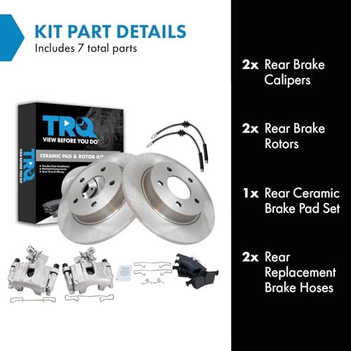 Image of TRQ Rear Brake Pad and Rotor Set Ceramic Calipers Compatible with 2009-2013 Mazda 3