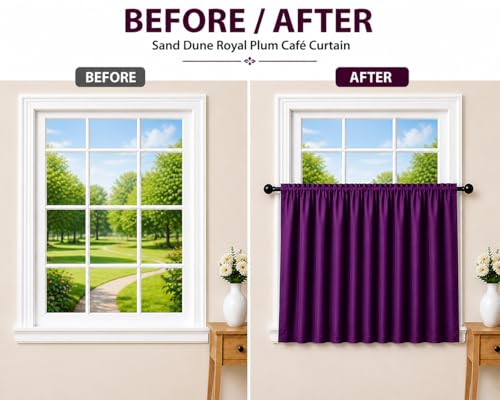 Image of Valance Blackout Rod Pocket Pattern Curtain Pack of 1 Piece, Kitchen Curtain | 3 Feet - Purple