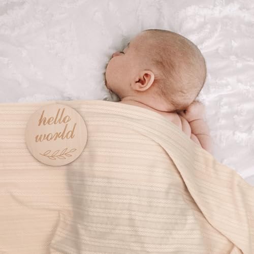 Image of AQOKKA Baby Swaddle Blankets with Bow Hat Headband Set Wheat-Pattern Infant Receiving Blankets Swaddles for Newborns Unisex Toddler Swaddle Wrap Sets for Baby Girls Boys Nursery Warm Shower Gift