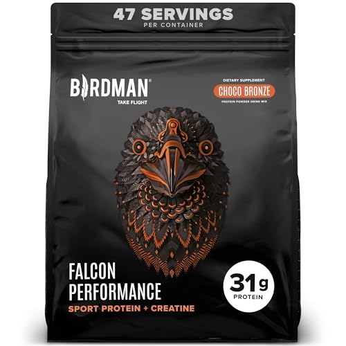 Birdman Falcon Performance Vegan Protein Powder 31g Protein 5g Creatine 5g BCAA Probiotics Electrolytes Pre Workout Low Carb Sugar Free & Dairy Free Plant Based Chocolate Protein -47 servings