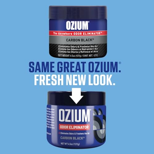 Image of Ozium Air Sanitizer 4.5 oz Gel: Odor Eliminator for Strong Odor, Car Air Freshener (Carbon Black, 2 Packs)
