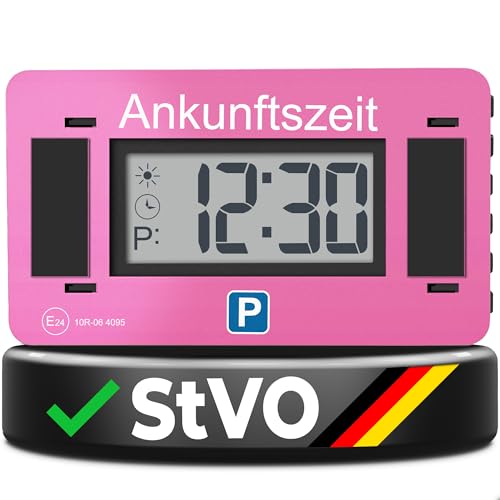 Parkwächter V2 Elektronische Parkscheibe mit Zulassung nach StVO – Digitale Parkscheibe Auto – Parkscheibe Elektrisch mit Zulassung – Automatische Parkuhr mit wechselbarer Taktung – Pink