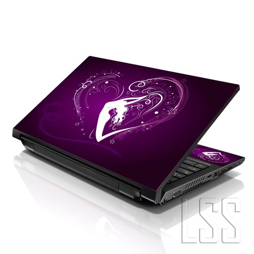 Image of LSS 17 17.3 Inches Laptop Notebook Skin Sticker with 2 Wrist Pads - Reusable Cover Protector Vinyl Sticker Cover Decal Fits 17 inch - 19 inch HP Asus Acer Samsung - Purple Heart Pattern