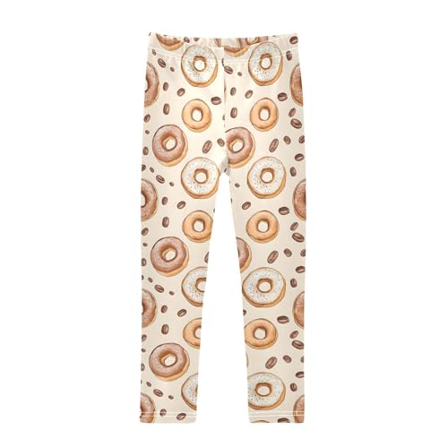 ALAZA Girls' Leggings Children's Yoga Pants Skinny Printed Dance Donuts Coffee Beans Comfortable 4T