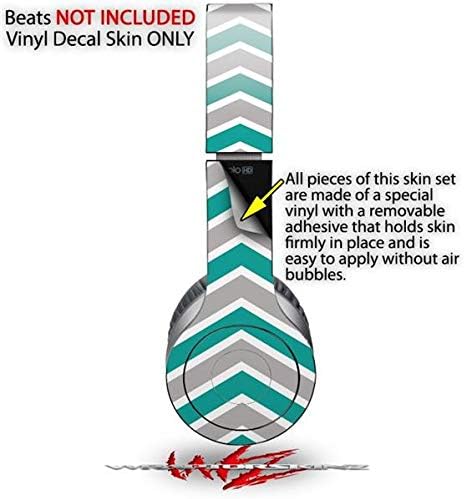Skin Decal Wrap Works with Original Beats Solo HD Headphones Zig Zag Teal and Gray Skin Only (Headphones NOT Included)