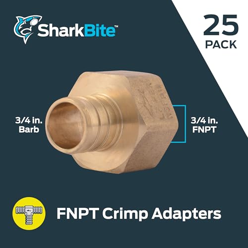 Image of SharkBite 3 /4 Inch Crimp Female Adapter, Pack of 25, Brass Plumbing Fitting, PEX Pipe, PE-RT, UC088LF