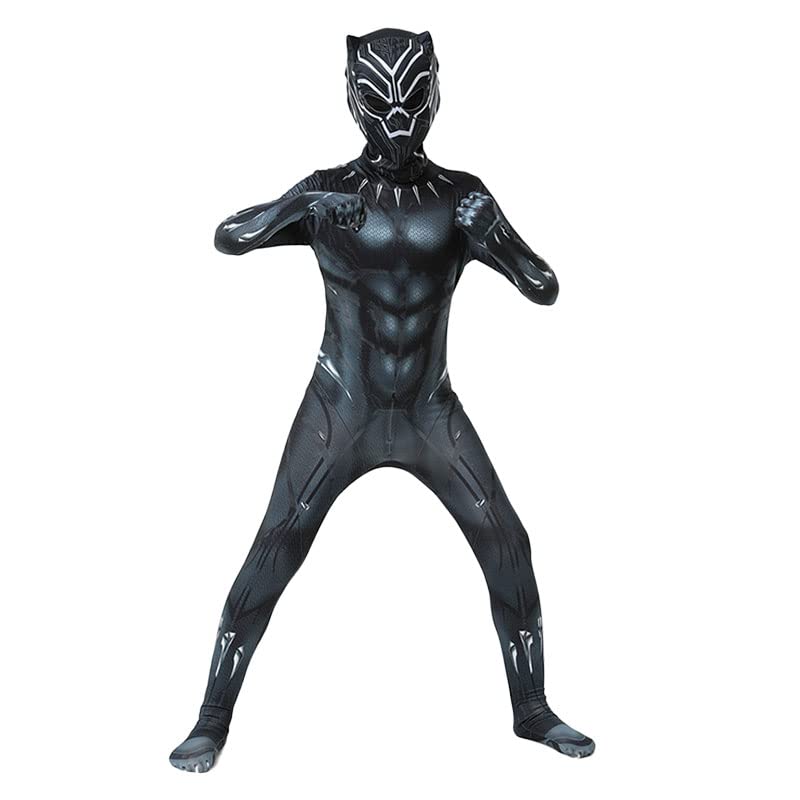 Schwarz Kinder Panther Kostüm für Jungen Cosplay Jumpsuit Halloween
