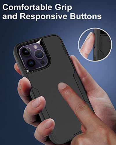 Dahkoiz For Iphone 14 Pro Max Case, With Tempered Glass Screen Protector And Dust-Proof Port Cover, Full Body Protection Rubber Phone Case For Iphone 14 Pro Max 6.7-Inch, Black/Black #TOP4