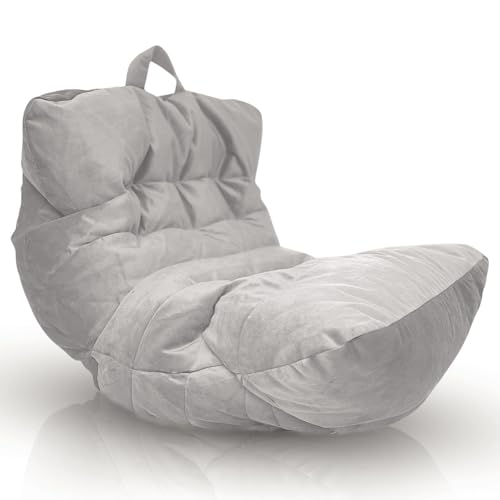 {Puffs Gris Claro Puffs Gris Aiire Puff Salon de Lujo Moderno - Sofa Puf con Relleno Incluido Gigante de Diseño en Terciopelo Premium - Bean Bag Chair...