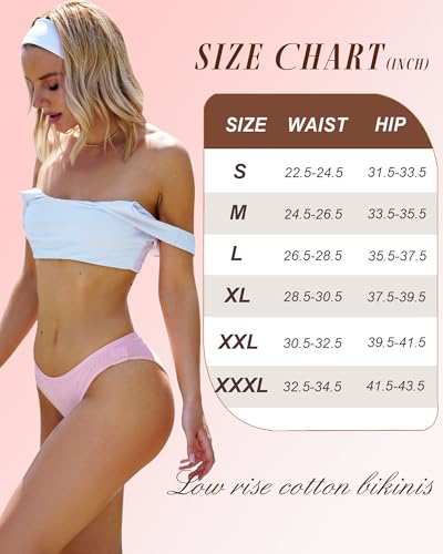 Cotton Underwear for Women Sexy Low Rise Ribbed Hipster Breathable Soft Womens Bikini Panties Cheeky S-3XL