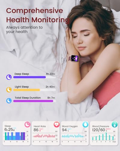 2025 Smartwatch Damen mit Telefonfunktion, 1,85'' Zoll Uhren Damen mit SpO2, 110+ Sportuhr, Herzfrequenz, Schlafmonitor, Menstruationszyklus, IP68 wasserdichte für iOS und Android, Rosa – Bild 4