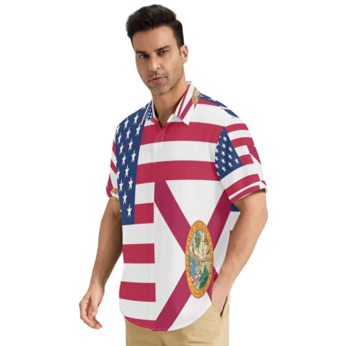 Chemise légère pour homme look vacances Floride et drapeau américain taille S