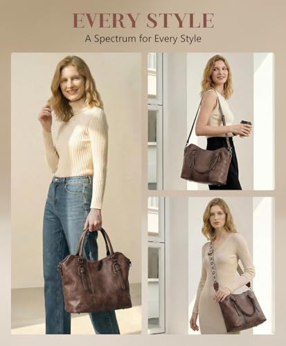 Image of VASCHY Hobo Purse for Women, Two-Strap Set, Easily Converts to Shoulder Bag, Crossbody Bag, or Tote Handbag, Travel Work Bag