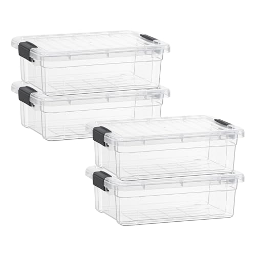 Image of Superio 7.4 Quart Clear Plastic Storage Bin with Lid, Stackable Organizer Box, BPA-Free Storage Container for Home, Garage, School & Office, 4 Pack