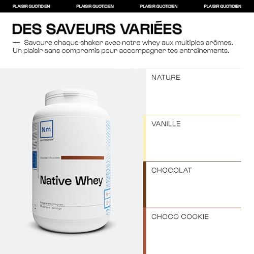 Nutrimuscle Whey Native 1kg Chocolat - Protéine Whey jusqu'à 80% de protéines par dose - 28,6 g de Protéines par does - Lait français - Musculation et Fitness - Prise de Muscle – Image 7