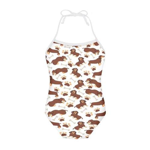 Image of One Piece Swimsuit for Girls Beach Bathing Suit Halter Straps Sports Swimwear for 1-10 Year Toddler Kids