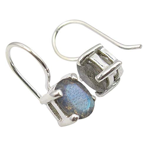 Solid Sterling Silver Labradorite Earrings 0.7