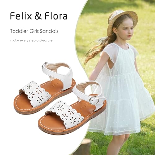 Image of Felix & Flora Toddler Girl Sandals - Little Girl Easter Dress Shoes Lightweight Open Toe Beach Holiday Flats