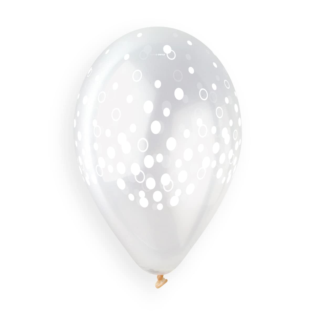 Envelope 25 balloons with Confetti Dots Crystal print in natural latex Premium Quality G120 (Ø 33cm / 13"), transparent