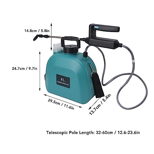 8L Batterie Betriebener Sprayer, Garten-Sprayer mit Rutsch Festigkeit Griff, 2000mAh Batterie Betriebene Sprayer mit Schulter Gurt, 3 Nebel Düsen, für Rasen, Garten, Hof, (Grün)