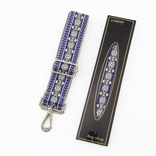 Image of LEMEDE Purse Strap Adjustable Replacement Crossbody Bag Straps Retro Jacquard Embroidery Shoulder Straps for Shoulder Bag