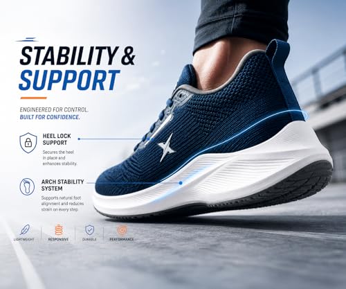 Image of Kraasa Men's Running Shoes | Breathable Mesh Upper | Lightweight Phylon Sole | Cushioned EVA Insole | Comfortable Sports & Casual Sneakers for Gym, Walking & Daily Use