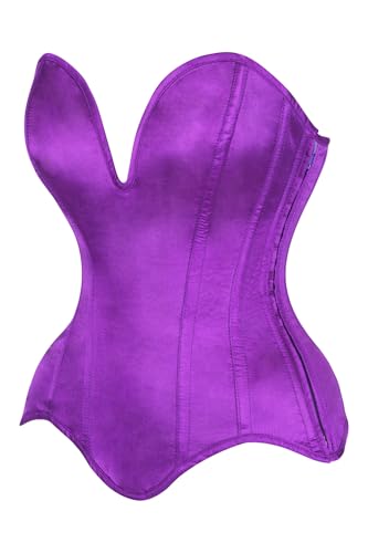 Image of Daisy Corsets Satin Overbust Corset Top for Women. Lingerie, Bustier, and Plus Size. Steel Boned Cincher - Zipper and Lacing