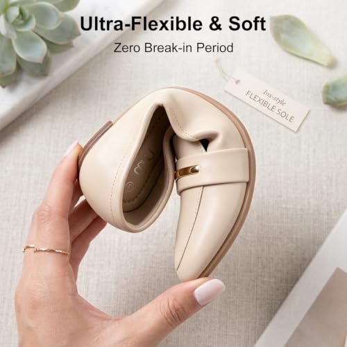 Image of MUSSHOE Loafers for Women Pointed Toe: Dressy Gold Bit Flats, Suede BusinessCasual Slip On Shoes for Office Work,Interview & Teacher