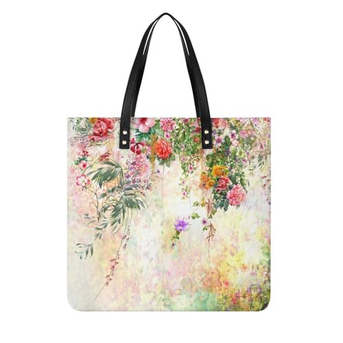 Fleur colorée femmes sac à main shopper cabas de voyage 39x39cm