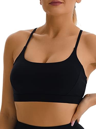 RUNNING GIRL Y-Back Sports Bra for Women, Medium Impact Wirefree Padded Yoga Bra Tops Sports Running Shirt(WX2915Black,L)