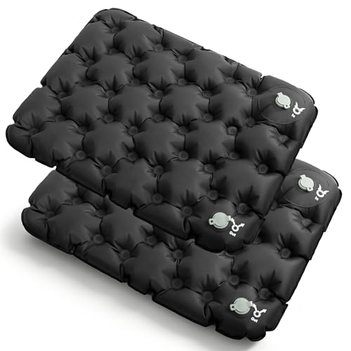 Cibalaland 2 Pack Inflatable Seat Cushion for Stadium & Travel, Built-in Pump Portable Air Seat Pad, Waterproof Bleacher Cushion for Air Travel, Camping, Soccer Games & Outdoor Events