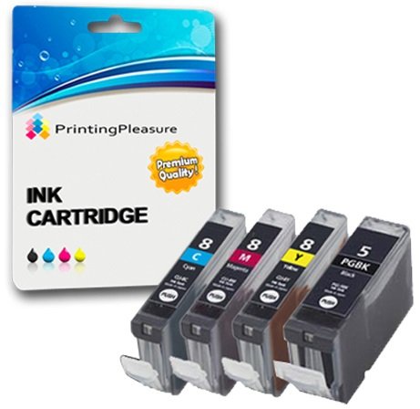 4 Cartouches d'encre compatibles pour Canon Pixma iP3300, iP3500, iX3300, iX3500, iX4000, iX5000, MP510, MP520, MP520X, MX700 | PGI-5BK, CLI-8C, CLI-8M, CLI-8Y Cover