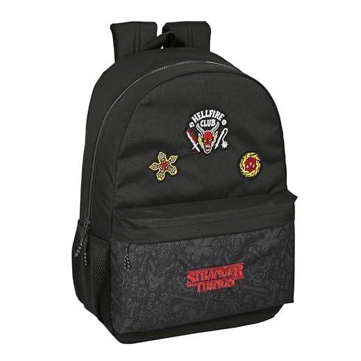 STRANGER THINGS - Mochila Escolar Infantil, Ideal para Niños de Diferentes Edades, Cómoda y Versátil, Calidad y Resistencia, 30x14x46 cm, Color Negro