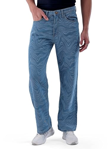 Image of The Indian Garage Co Men Baggy Solid Mid-Rise Stretchable Jeans