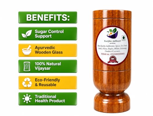 Image of Vijaysar Wood Glass 90 ml | Ayurvedic Pterocarpus Marsupium Herbal Tumbler | Vijaysar Ki Lakdi Ka Bija Glass for Sugar Care